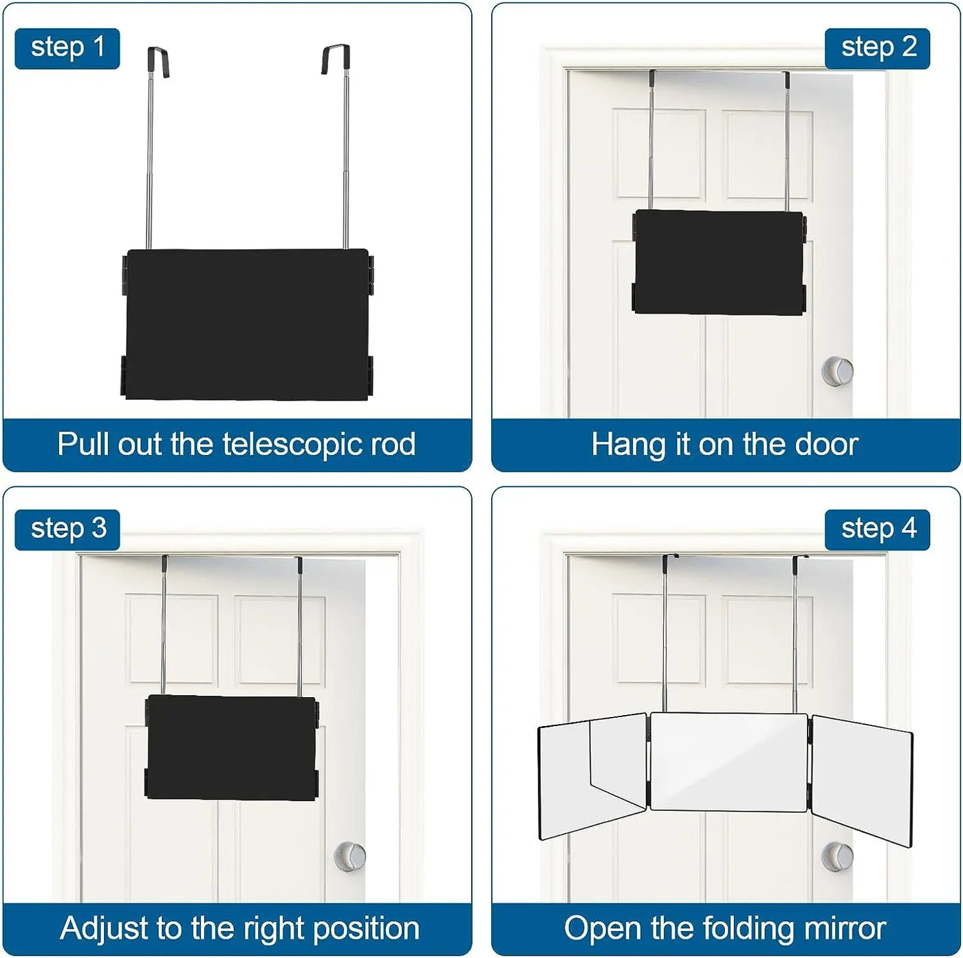 Miragé – 3-Panel Folding Mirror with Adjustable Hooks