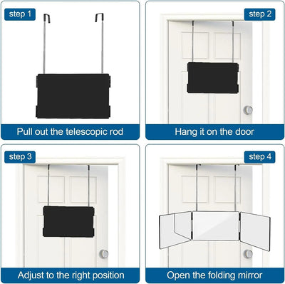 Miragé – 3-Panel Folding Mirror with Adjustable Hooks