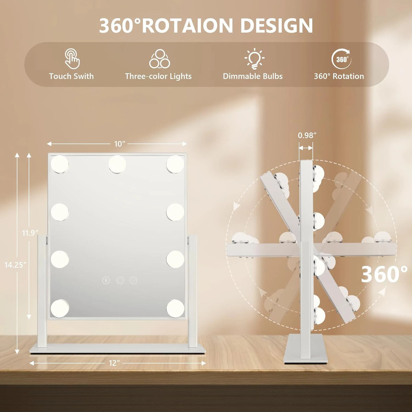 Illumea – 3-Color Rotating Vanity Mirror