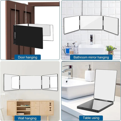 Miragé – 3-Panel Folding Mirror with Adjustable Hooks