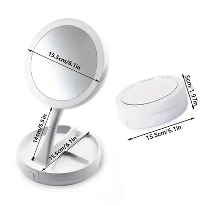 GleamFold – Double-Sided LED Makeup Mirror