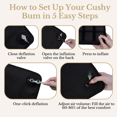 Cushy Bum – Inflatable Travel Cushion for Pain-Free Flights