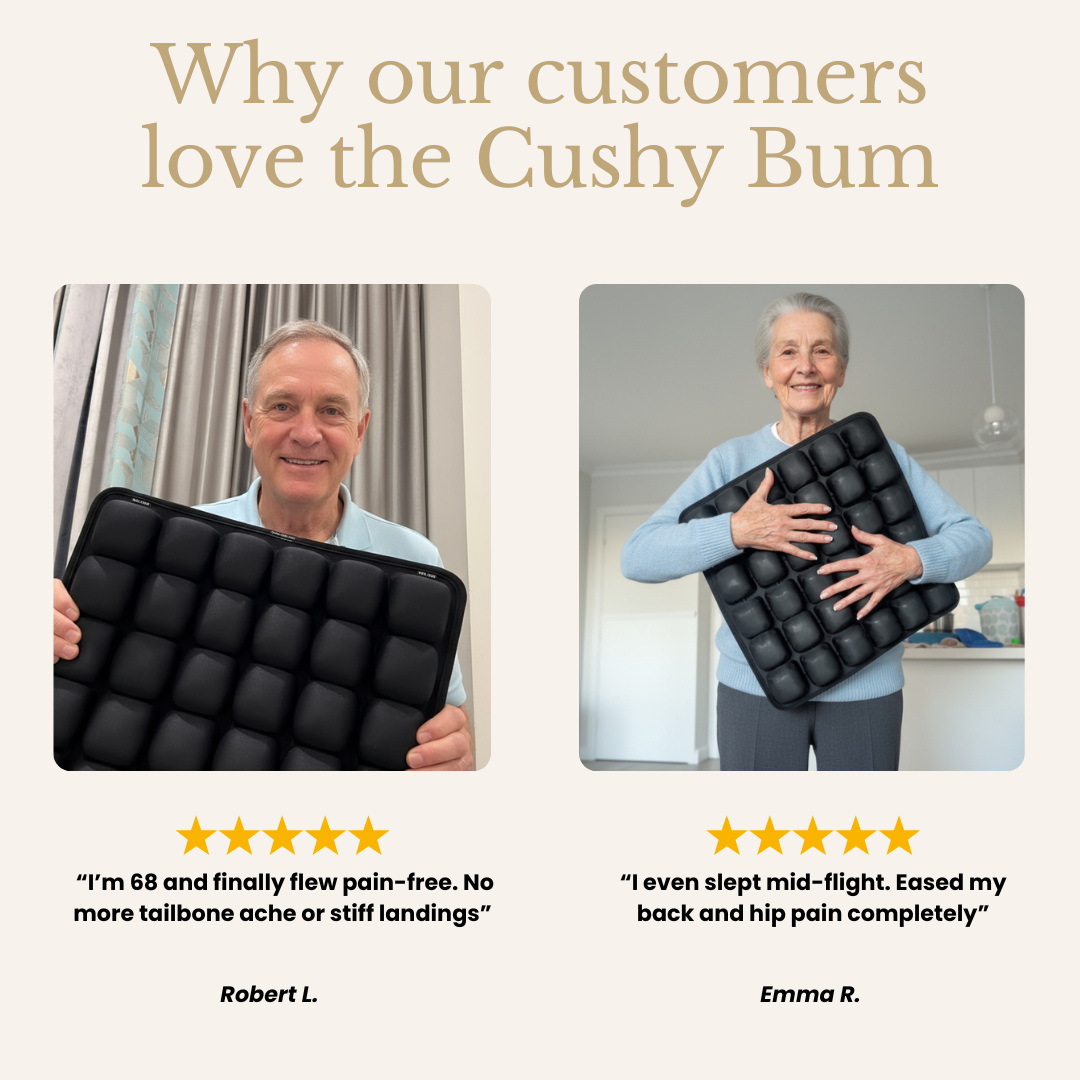 Cushy Bum – Inflatable Travel Cushion for Pain-Free Flights